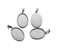 GENPICONG Pezzi in Acciaio Inox Ovale Ciondolo cabochon Base impostazione Vassoio Vuoto 13x18/20x30/30x40mm cabochon Gioielli Forniture per la creazione