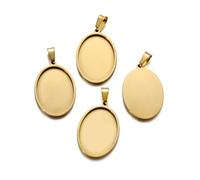 GENPICONG Pezzi in Acciaio Inox Ovale Ciondolo cabochon Base impostazione Vassoio Vuoto 13x18/20x30/30x40mm cabochon Gioielli Forniture per la creazione