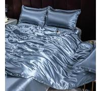 GENPICONG Set di Biancheria da Letto in Seta con Copripiumino, Lenzuolo, Federa, Lenzuolo in Raso di Lusso, Tinta Unita, King Size, Queen Size, Full Size, Twin Size