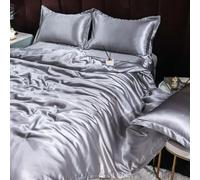 GENPICONG Set di Biancheria da Letto in Seta con Copripiumino, Lenzuolo, Federa, Lenzuolo in Raso di Lusso, Tinta Unita, King Size, Queen Size, Full Size, Twin Size
