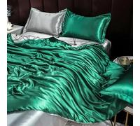 GENPICONG Set di Biancheria da Letto in Seta con Copripiumino, Lenzuolo, Federa, Lenzuolo in Raso di Lusso, Tinta Unita, King Size, Queen Size, Full Size, Twin Size