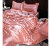 GENPICONG Set di Biancheria da Letto in Seta con Copripiumino, Lenzuolo, Federa, Lenzuolo in Raso di Lusso, Tinta Unita, King Size, Queen Size, Full Size, Twin Size