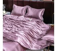 GENPICONG Set di Biancheria da Letto in Seta con Copripiumino, Lenzuolo, Federa, Lenzuolo in Raso di Lusso, Tinta Unita, King Size, Queen Size, Full Size, Twin Size