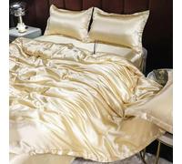 GENPICONG Set di Biancheria da Letto in Seta con Copripiumino, Lenzuolo, Federa, Lenzuolo in Raso di Lusso, Tinta Unita, King Size, Queen Size, Full Size, Twin Size