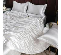 GENPICONG Set di Biancheria da Letto in Seta con Copripiumino, Lenzuolo, Federa, Lenzuolo in Raso di Lusso, Tinta Unita, King Size, Queen Size, Full Size, Twin Size