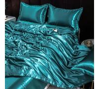 GENPICONG Set di Biancheria da Letto in Seta con Copripiumino, Lenzuolo, Federa, Lenzuolo in Raso di Lusso, Tinta Unita, King Size, Queen Size, Full Size, Twin Size