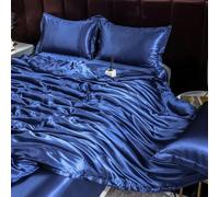 GENPICONG Set di Biancheria da Letto in Seta con Copripiumino, Lenzuolo, Federa, Lenzuolo in Raso di Lusso, Tinta Unita, King Size, Queen Size, Full Size, Twin Size