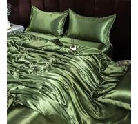 GENPICONG Set di Biancheria da Letto in Seta con Copripiumino, Lenzuolo, Federa, Lenzuolo in Raso di Lusso, Tinta Unita, King Size, Queen Size, Full Size, Twin Size