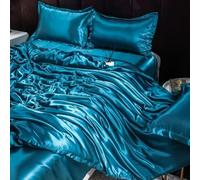 GENPICONG Set di Biancheria da Letto in Seta con Copripiumino, Lenzuolo, Federa, Lenzuolo in Raso di Lusso, Tinta Unita, King Size, Queen Size, Full Size, Twin Size