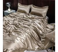 GENPICONG Set di Biancheria da Letto in Seta con Copripiumino, Lenzuolo, Federa, Lenzuolo in Raso di Lusso, Tinta Unita, King Size, Queen Size, Full Size, Twin Size