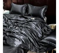 GENPICONG Set di Biancheria da Letto in Seta con Copripiumino, Lenzuolo, Federa, Lenzuolo in Raso di Lusso, Tinta Unita, King Size, Queen Size, Full Size, Twin Size