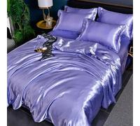 GENPICONG Set di Biancheria da Letto in Seta con Copripiumino, Lenzuolo, Federa, Lenzuolo in Raso di Lusso, Tinta Unita, King Size, Queen Size, Full Size, Twin Size