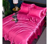 GENPICONG Set di Biancheria da Letto in Seta con Copripiumino, Lenzuolo, Federa, Lenzuolo in Raso di Lusso, Tinta Unita, King Size, Queen Size, Full Size, Twin Size