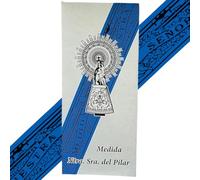 GENPURI Nastro Madonna del Pilar Benedetta - Misura Originale 36,5 cm - Bracciale in seta 40 cm - Colori disponibili - Simbolo di fede, devozione e tradizione spagnola - Unisex (Blu scuro)