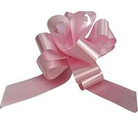 Genrico Coccarde Autotiranti Rapid Svelto per Nascita Bimba, Nastro Cotone, 50 Pezzi, Larghezza 3,1 cm, Diametro Fiocco 12 cm, Compatibile con Carta Plastica Tessuto, Rosa