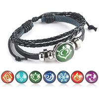 Genshin Impact Bracciale,1 PCS Anime Bracciale Luminoso Intrecciata Bracciale + 7 PCS Animation Unisex Periferico Elements Sostituzione per Fuoco Ghiaccio Vento Erba Roccia Tuoni Acqua