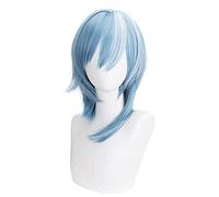 Genshin Impact EULA Cosplay Donne 48cm Parrucca Corta Wig Blue Parrucca Anime Cosplay Parrucche Resistenti al Calore Parrucche Sintetiche Resistenti al Calore Regolazione di Halloween