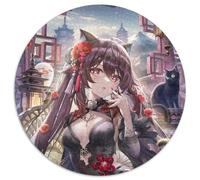 Genshin Impact Hu Tao Puzzles für Erwachsene, 1000 runde Papppuzzles, anspruchsvolles DIY-Denkspiel, interaktive Familienaktivität, 1000 Teile (67,5x67,5cm)