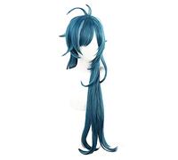 Genshin Impact Kaeya Cosplay Men 80cm Long Ink-Blue Wig Cosplay Anime Cosplay Wigs Heat Resistant Synthetic Wigs Halloween