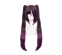 Genshin Impact Mona Cosplay Dark Purple Wig Pigtails Synthetic Long Straight Heat Resistant Synthetic Hair Cosplay Wig + Wig Cap