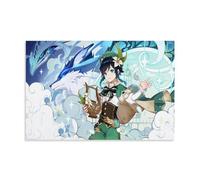 Genshin Impact - Venti, Dvalin And Wolf of The North Official Artwork Poster decorativo su tela, per soggiorno, camera da letto, pittura da parete, decorazione moderna per camera familiare