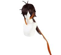 Genshin Impact Zhongli Cosplay Parrucca Brown Arancione Lungo Resistente al Calore Resistente al Calore Capelli Sintetici Halloween Party Play Play + Wig cap