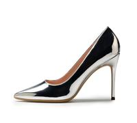 Genshuo - Scarpa da donna, col tacco a spillo alto 10 cm, appuntite, per abito da sera, balli o serate, Argento (Kl574p Sweatshirt - Bambini), 43 EU