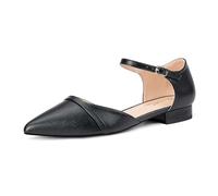 GENSHUO Scarpe Basse da Donna con Cinturino alla Caviglia, Punta Elegante, Scarpe Basse da Lavoro, Nero, 42 EU