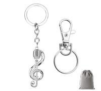 GENSMILE Portachiavi con note musicali, regalo per uomini e donne, spartiti e microfono, decorazione zaino, simbolo musicale cantanti, Argentato, Taglia unica