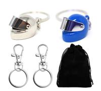 GENSMILE Portachiavi per casco da moto, regalo per uomo, confezione da 4 portachiavi, idea regalo per motociclisti, accessori locomotiva, gadget per uomo e donna per compleanno, argento+blu, Silber,