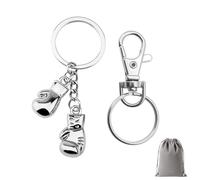 GENSMILE Portachiavi per guantoni da boxe, regalo per uomini e donne, mini guantoni da boxe, portachiavi in metallo, decorazione per gli amanti della boxe, souvenir (argento), Argentato, Taglia unica
