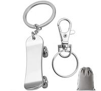 GENSMILE Portachiavi per skateboard, regalo per uomini e donne, mini portachiavi per skateboard, portachiavi decorativo (argento), Argentato, Universelle Abmessungen