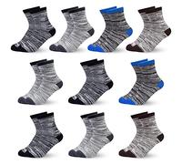 GENTABY Calzini per bambini, in cotone, morbidi e elastici, confezione da 10 pezzi, per bambini da 1 a 14 anni, grigio., 3-5 Anni