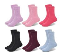 GENTABY Calzini Termici per Bambini Ragazze e Ragazzi Calzini Caldi Invernali per Bambini Piccoli Rosa, Viola, Nero Calzini Ideali per Attività Invernali Stivali Calzini 6 Paia 1-14 Anni, 31-34