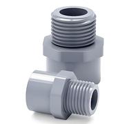 GENTERUN 2 Pezzi ID Grigio 20 25 32 40 50MM Adattatore Bidirezionale in PVC Resistente alla Corrosione, Giunto di Collegamento Raccordo Tubo, Presa X Raccordos Tubo con Filettatura Esterna(32mm)