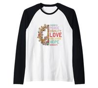 Gentilezza Pace Amore Uguaglianza Giustizia Sociale Natale Maglia con Maniche Raglan
