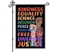 Gentilezza Uguaglianza Scienza Inclusione Pace Democrazia Libertà Diversità Bandiera Giardino, Divertente Razzista Resistere Bandiere Da Giardino Fuori