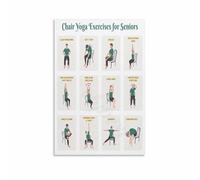 Gentle Chair Yoga Chart Easy Seated Exercises for Mobility Wall Art Canvas Poster Home Decor Everyone(Unframed,08x12inch(20x30cm))