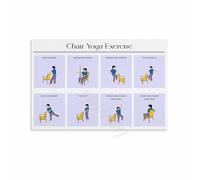 Gentle Chair Yoga Poster Seated Stretching Exercises Guide for Seniors Beginners Wall-Art Canvas Painting Home Decor(Framed,16x24inch(40x60cm))