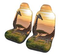 Gentle Giraffes At Dawn Print Coprisedile Auto Anteriore 2 Pezzi Universale Coprisedile Confortevole Copri-Sedile per SUV Veicolo Accessori