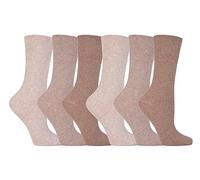 Gentle Grip - 6 paia calze diabetiche donna senza elastico stampato 37-42 eur, beige, 37-42