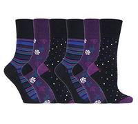Gentle Grip - 6 paia di calzini non elastici in morbido cotone per le donne, GG138, 4-8