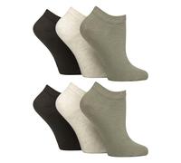 Gentle Grip - 6 paia di calzini per diabetici da donna | calzini non elastici morbidi extra larghi alla caviglia, cachi, bosco, crema, grigio, 4-8