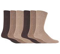 Gentle Grip - Calzini per diabetici, con vestibilità superiore a nido d'ape, senza cuciture, 6 paia (taglia Europa: 39-45), marroni, Large
