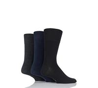 Gentle Grip Mens 3 Coppia Socks normale in nero, blu marino e grigio - 6-11 Uomo - Nero / Navy / Grigio