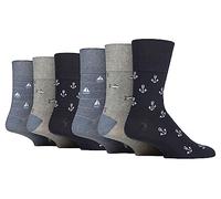 Gentle Grip NUOVO: 6 paia di calzini da uomo senza elastico 39-45 EUR, Icona Denim, 6-11