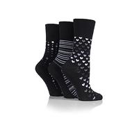 Gentle Grip SOCKSHOP - Calzini da donna fantasia e a righe, morbidi e traspiranti, in confezione multipla da 3 pezzi, Nero , 37-41