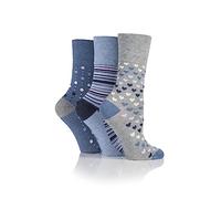 Gentle Grip SOCKSHOP - Calzini da donna fantasia e a righe, morbidi e traspiranti, in confezione multipla da 3 pezzi, jeans, 37-41