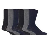 Gentle Grip - Uomo 6 paia di diabetici Sock con Favo superiore e della mano collegati Cuciture Toe - 39-45 Eur (Nero/Blu/Grigio)