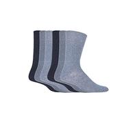 Gentle Grips, calzini da uomo a nido d'ape Bigfoot, con punta in cotone, confezione da 6, taglia europea 46-50 Plain Fashion - Blue Large
